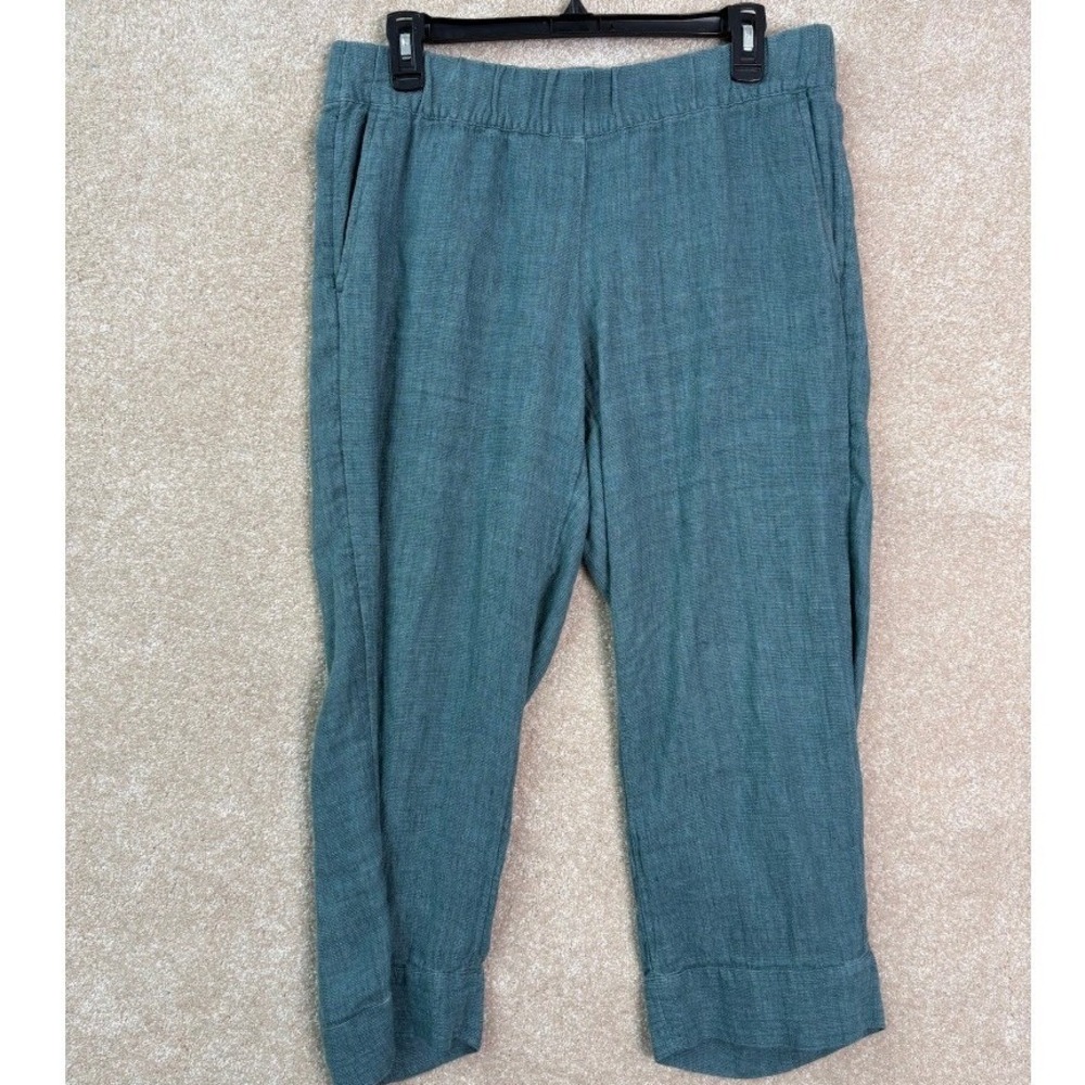 PURE JILL J.Jill Linen Pants Women's Small Petite SP Teal Blue Cropped